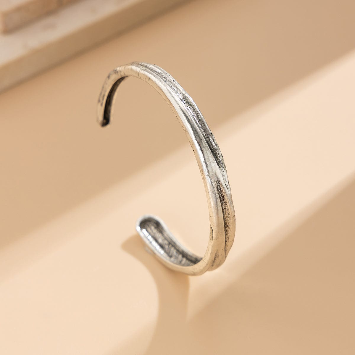 Delicate Irregular Concave Open Bangle Bracelet