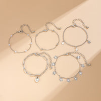 Thumbnail for Delicate Layered Heart Butterfly Star Tassel Pearl Cable Chain Bracelet Set