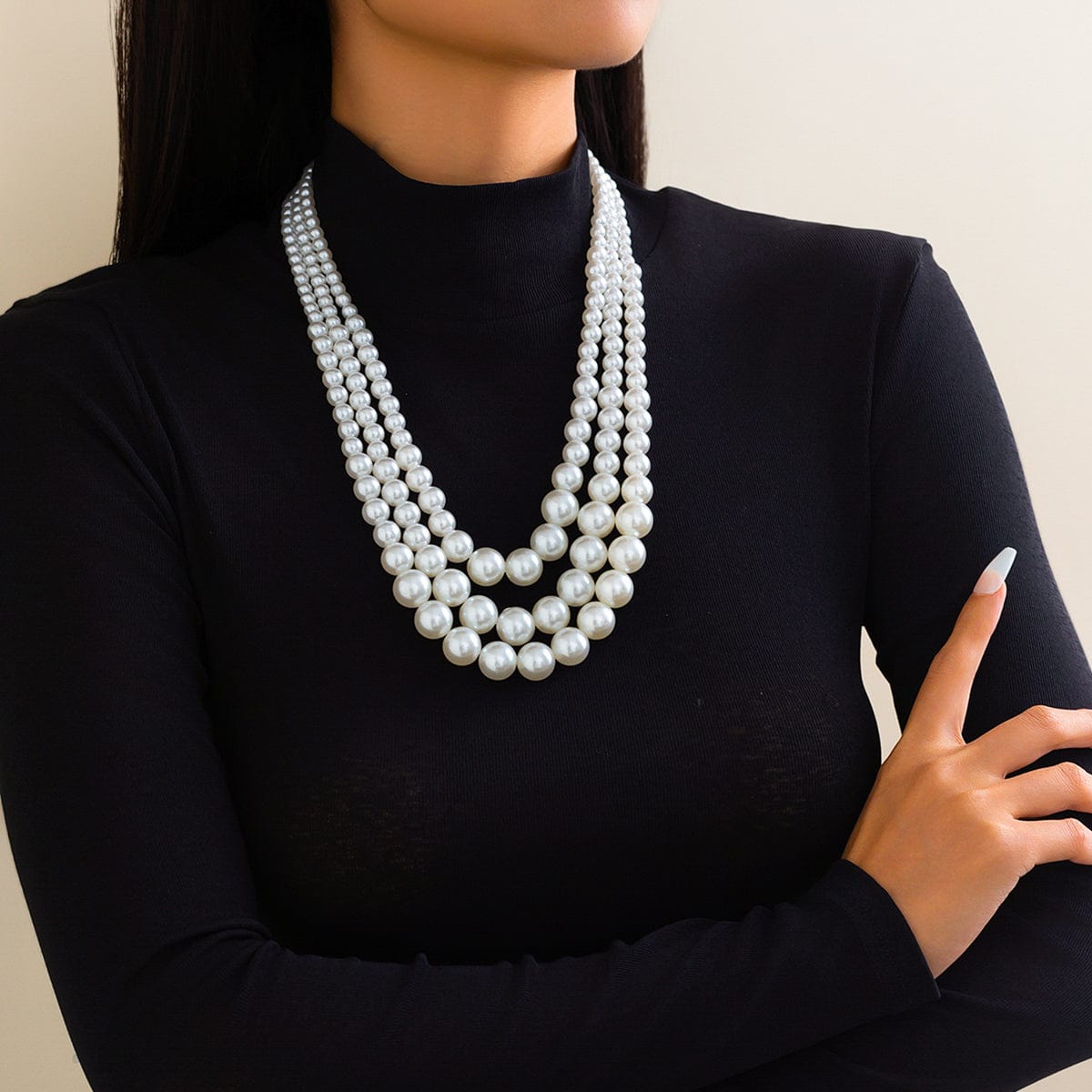 Delicate Layered Pearl Chain Necklace