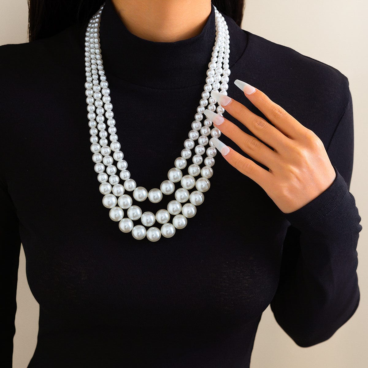 Delicate Layered Pearl Chain Necklace