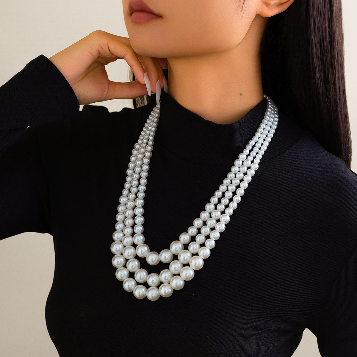 Delicate Layered Pearl Chain Necklace