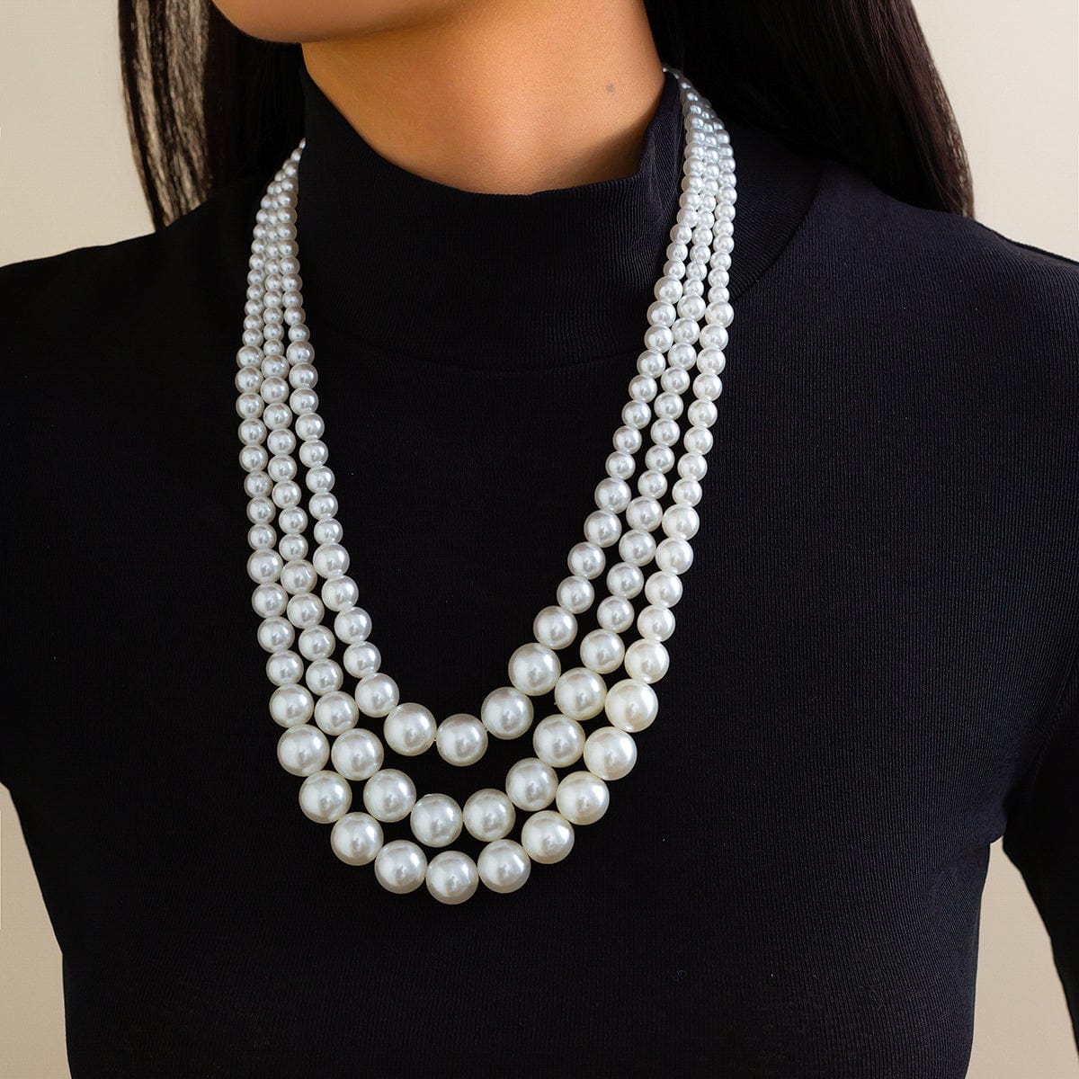 Delicate Layered Pearl Chain Necklace