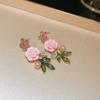 Thumbnail for Delicate Pearl Rhinestone Inlaid Enamel Camellia Flower Necklace Bracelet Earrings