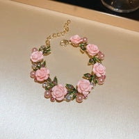 Thumbnail for Delicate Pearl Rhinestone Inlaid Enamel Camellia Flower Necklace Bracelet Earrings