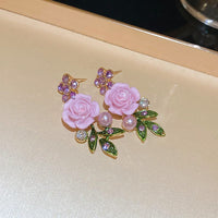 Thumbnail for Delicate Pearl Rhinestone Inlaid Enamel Camellia Flower Necklace Bracelet Earrings