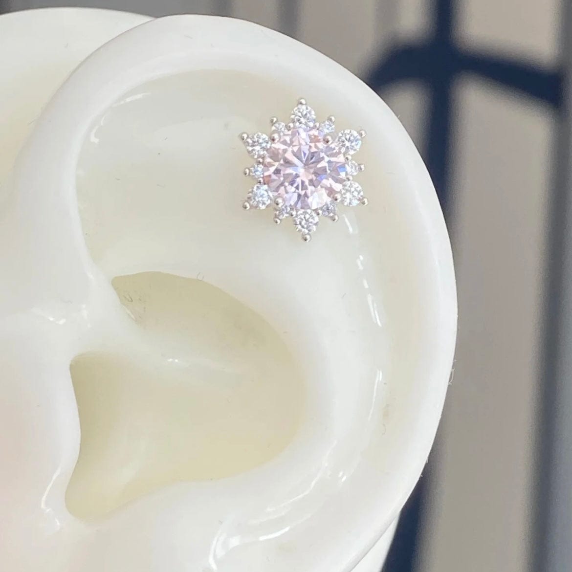 Delicate Pink CZ Rose Snowflake Stud Earrings Set - ArtGalleryZen