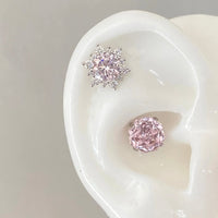 Thumbnail for Delicate Pink CZ Rose Snowflake Stud Earrings Set - ArtGalleryZen
