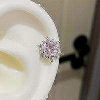 Thumbnail for Delicate Pink CZ Rose Snowflake Stud Earrings Set