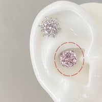 Thumbnail for Delicate Pink CZ Rose Snowflake Stud Earrings Set