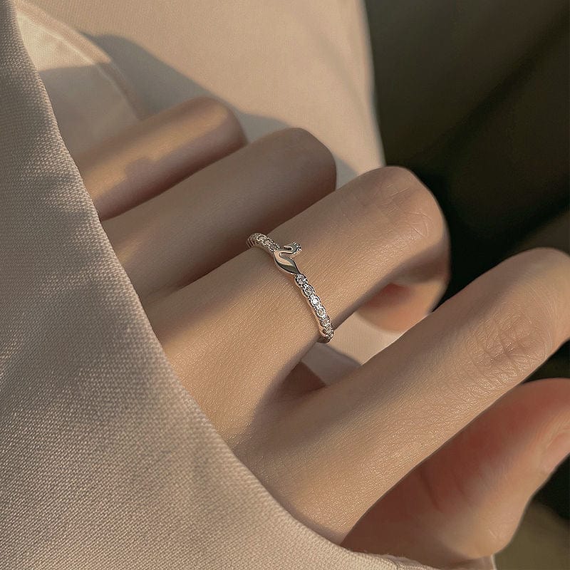 Delicate S925 Silver Swan Open Ring