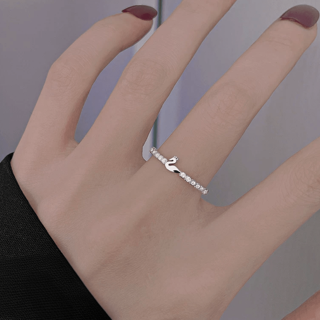 Delicate S925 Silver Swan Open Ring