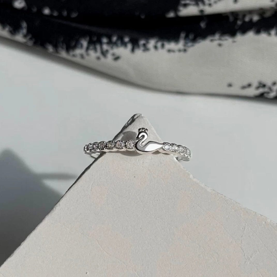 Delicate S925 Silver Swan Open Ring