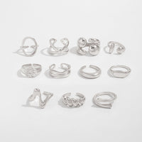 Thumbnail for Elegant 11pcs Heart Waterdrop Twisted Ring Set - ArtGalleryZen