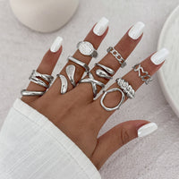 Thumbnail for Elegant 11pcs Heart Waterdrop Twisted Ring Set - ArtGalleryZen
