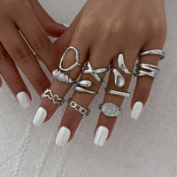 Thumbnail for Elegant 11pcs Heart Waterdrop Twisted Ring Set - ArtGalleryZen