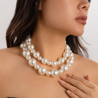 Thumbnail for Elegant 2Pcs Chunky Pearl Chain Choker Necklace Set