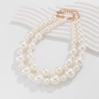 Thumbnail for Elegant 2Pcs Chunky Pearl Chain Choker Necklace Set