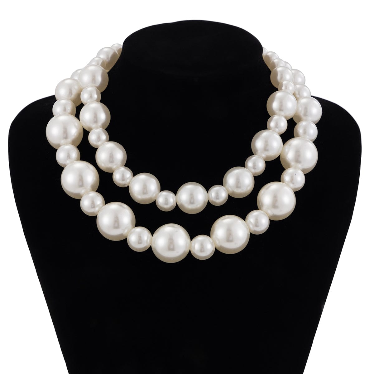 Elegant 2Pcs Chunky Pearl Chain Choker Necklace Set