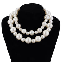 Thumbnail for Elegant 2Pcs Chunky Pearl Chain Choker Necklace Set