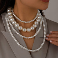 Thumbnail for Elegant 2Pcs Chunky Pearl Long Chain Stackable Necklace Set - ArtGalleryZen
