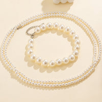Thumbnail for Elegant 2Pcs Chunky Pearl Long Chain Stackable Necklace Set - ArtGalleryZen