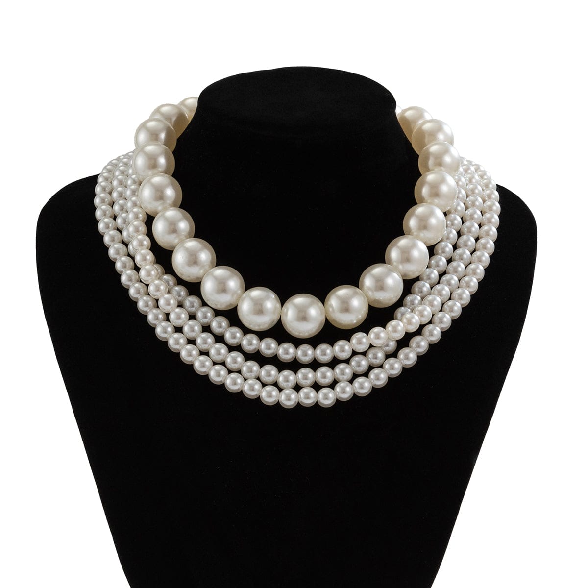 Elegant 2Pcs Chunky Pearl Long Chain Stackable Necklace Set