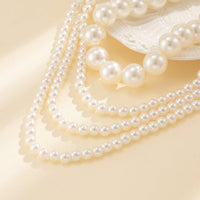 Thumbnail for Elegant 2Pcs Chunky Pearl Long Chain Stackable Necklace Set