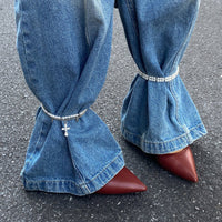 Thumbnail for Elegant 2pcs Cross Charm Pearl Chain Anklet Set - ArtGalleryZen