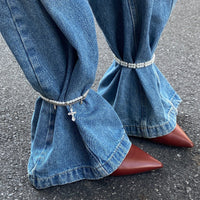 Thumbnail for Elegant 2pcs Cross Charm Pearl Chain Anklet Set - ArtGalleryZen