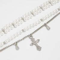 Thumbnail for Elegant 2pcs Cross Charm Pearl Chain Anklet Set - ArtGalleryZen