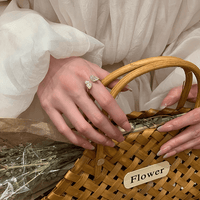 Thumbnail for Elegant 2pcs CZ Inlaid Enamel Butterfly Flower Open Ring Set - ArtGalleryZen