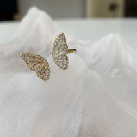 Thumbnail for Elegant 2pcs CZ Inlaid Enamel Butterfly Flower Open Ring Set