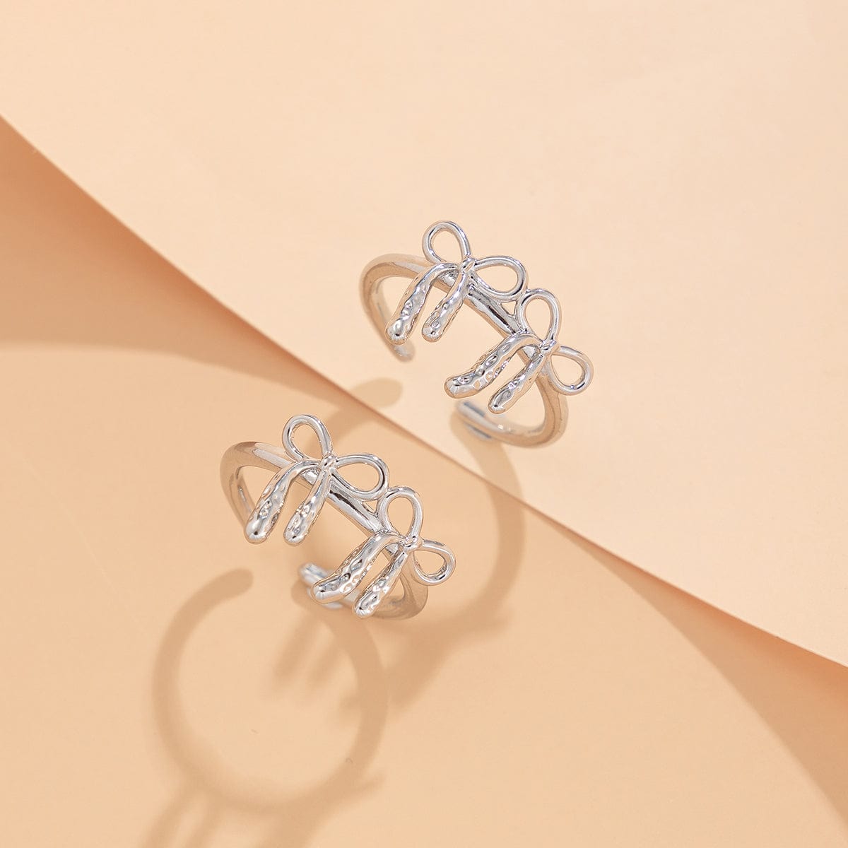 Elegant 2Pcs Duo Bowknot Ring Set