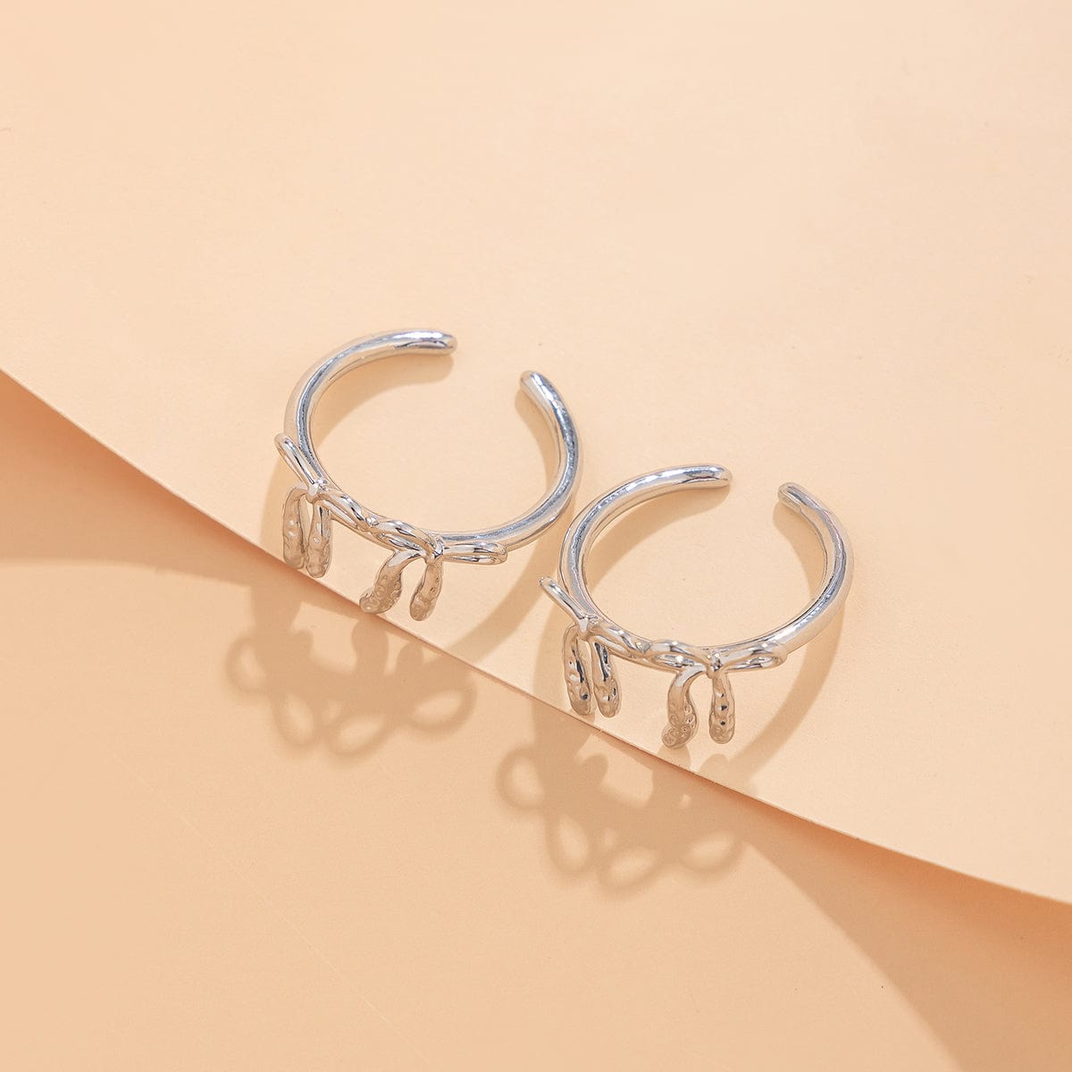 Elegant 2Pcs Duo Bowknot Ring Set