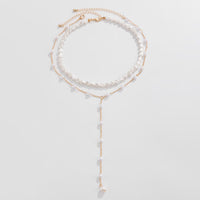 Thumbnail for Elegant 2pcs Gold Plated Pearl Chain Y Necklace Set - ArtGalleryZen