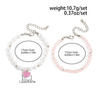 Thumbnail for Elegant 2pcs Rhinestone Heart Charm Crystal Pearl Chain Bracelet Set - ArtGalleryZen