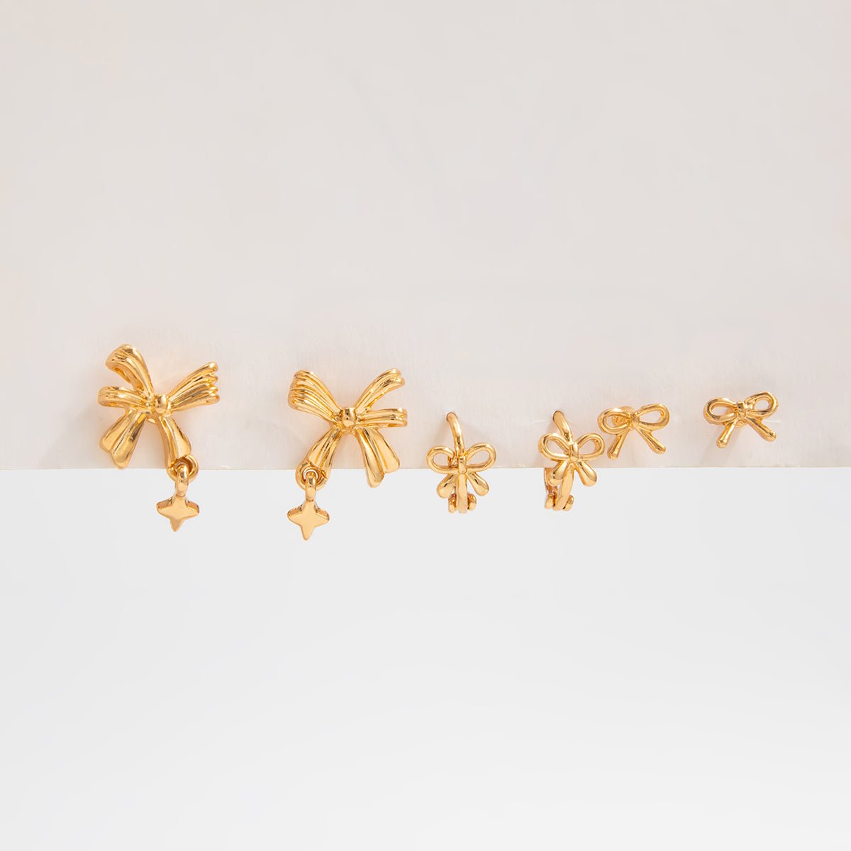 Elegant 3 Pairs Bowknot Huggie Hoop Earrings Set - ArtGalleryZen