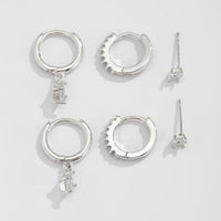 Thumbnail for Elegant 3 Pairs CZ Inlaid Hoop Dangle Earrings Set