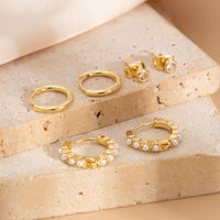 Thumbnail for Elegant 3 Pairs Pearl Huggie Hoop Earrings Set - ArtGalleryZen