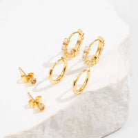 Thumbnail for Elegant 3 Pairs Pearl Huggie Hoop Earrings Set - ArtGalleryZen