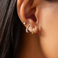 Thumbnail for Elegant 3 Pairs Pearl Huggie Hoop Earrings Set - ArtGalleryZen