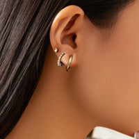 Thumbnail for Elegant 3 Pairs Pearl Huggie Hoop Earrings Set