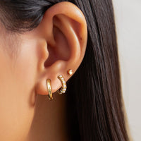 Thumbnail for Elegant 3 Pairs Pearl Huggie Hoop Earrings Set