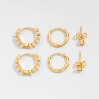 Thumbnail for Elegant 3 Pairs Pearl Huggie Hoop Earrings Set