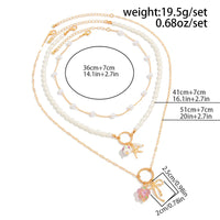 Thumbnail for Elegant 3pcs Bow Starfish Flower Ceramic Pendant Pearl Chain Necklace Set - ArtGalleryZen