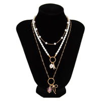 Thumbnail for Elegant 3pcs Bow Starfish Flower Ceramic Pendant Pearl Chain Necklace Set - ArtGalleryZen