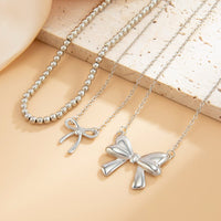 Thumbnail for Elegant 3pcs Bowknot Charm Beaded Chain Necklace Set - ArtGalleryZen