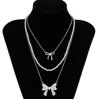 Thumbnail for Elegant 3pcs Bowknot Charm Beaded Chain Necklace Set - ArtGalleryZen