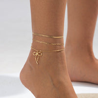 Thumbnail for Elegant 3pcs Bowknot Charm Herringbone Chain Anklet Set - ArtGalleryZen