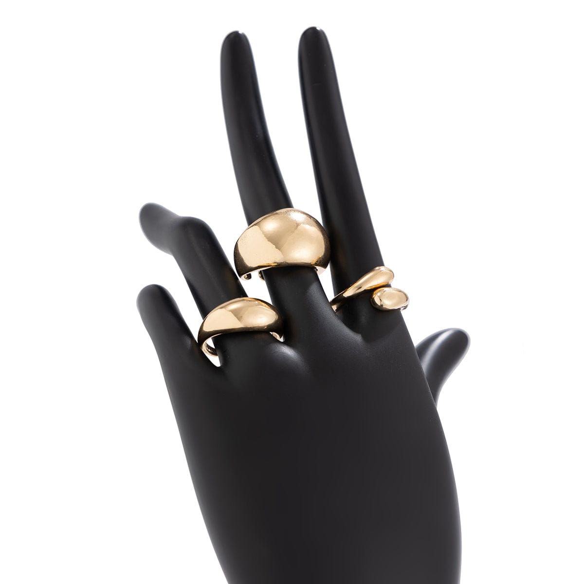 Elegant 3Pcs Gold Silver Plated Glossy Ring Set - ArtGalleryZen